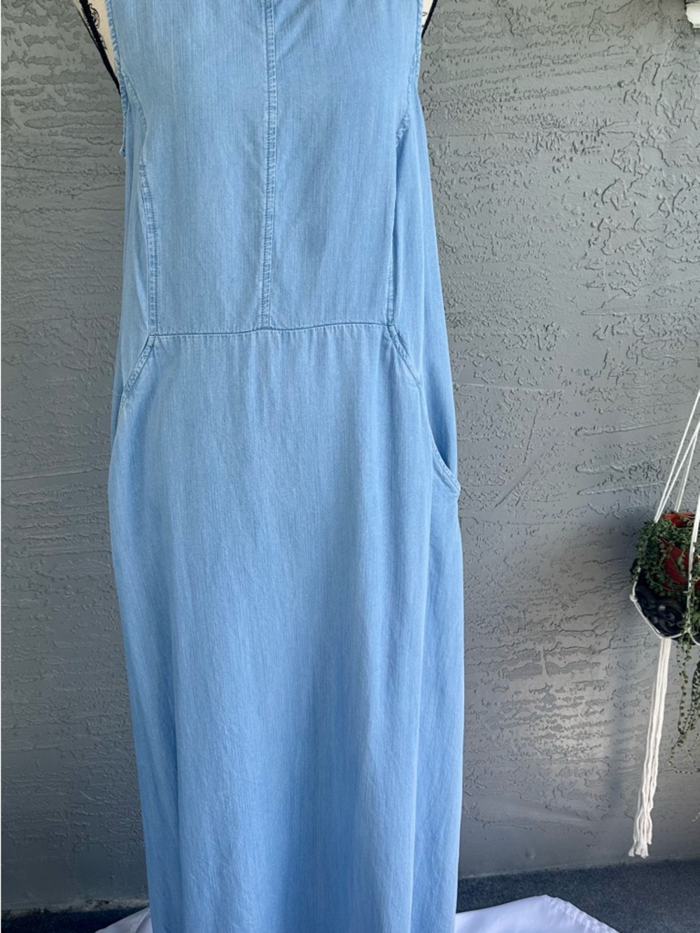 J. Jill denim Blue Chambrey intercoastal resort Sleeveless Maxi Dress